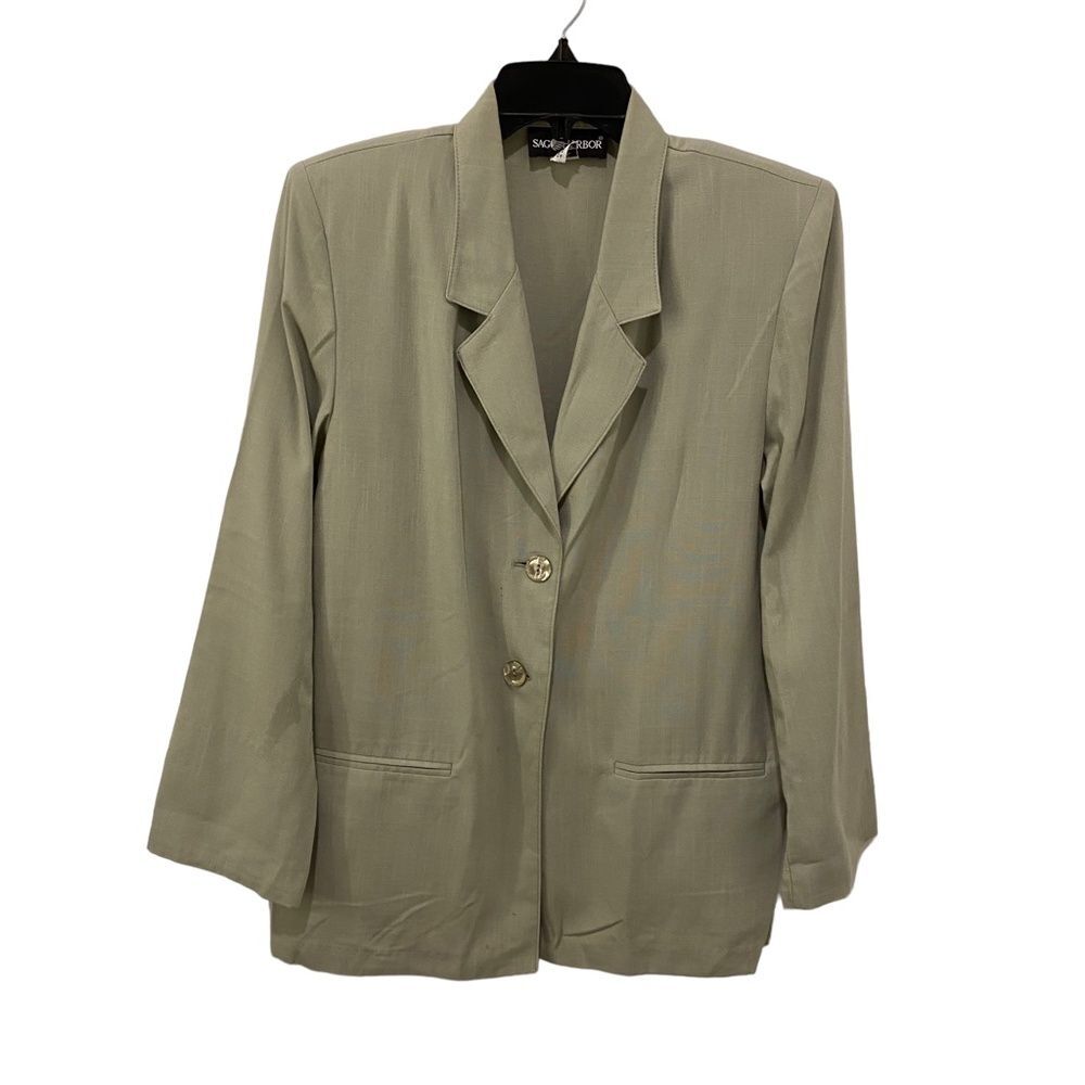 Sag Harbor Women's Vintage Sage Green Single Breasted Blazer Jacket Size 8